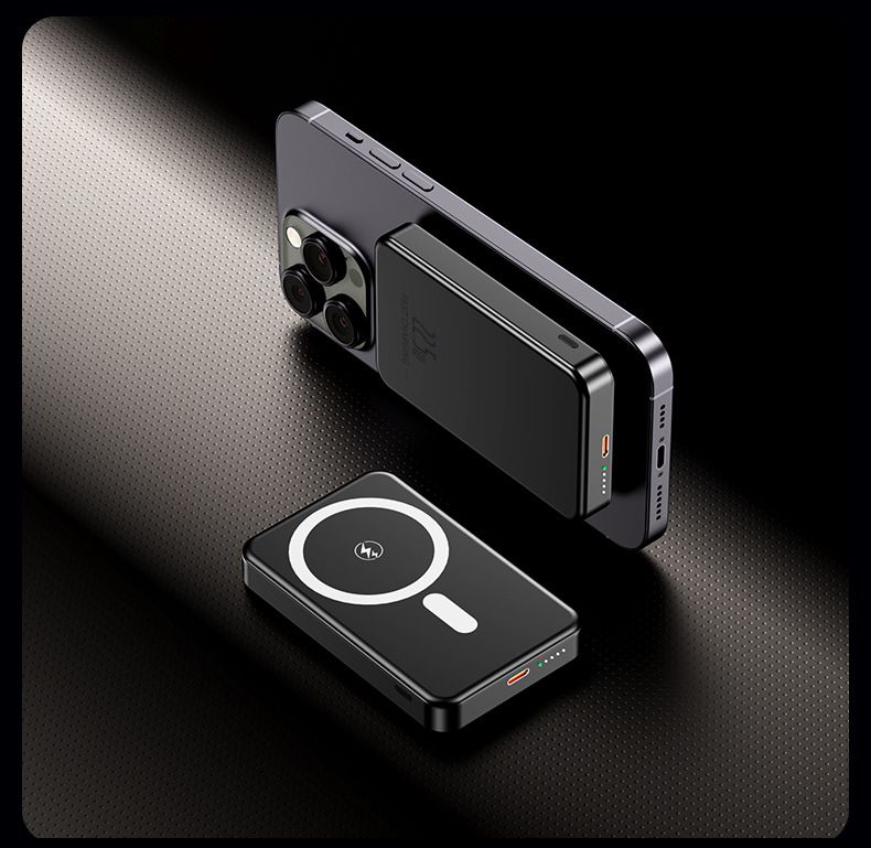 Carregador portátil magnético sem fio de 10000 mAh compatível - Carregador portátil ultrafino de liga de alumínio para iPhone, carregamento sem fio de 15 W e carregamento rápido de 22,5 W_voghion.com