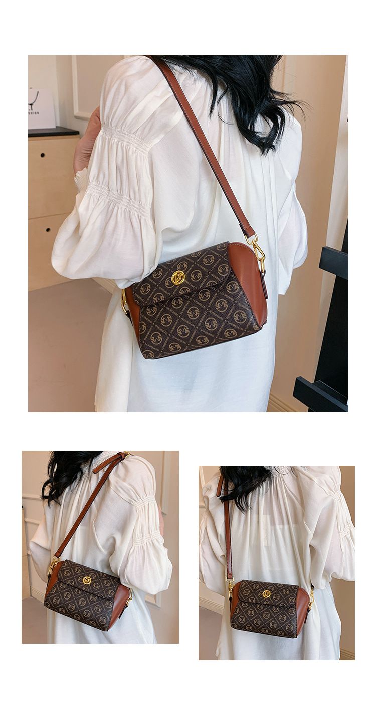 French printed handbag for women 2024, new women's simple and lightweight small square one shoulder crossbod bag,_voghion.com