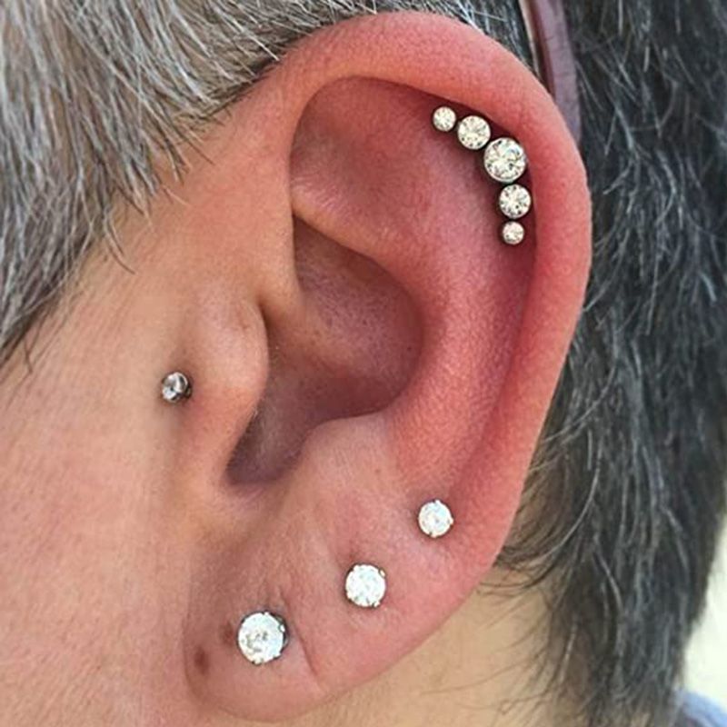 Orecchini garofano in titanio G23 per piercing 5 orecchini Fiat, anelli per labbra, diamanti_voghion.com