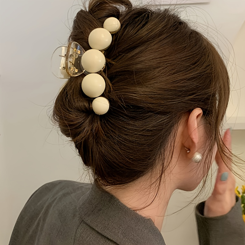 1 pz elegante fermaglio per capelli a forma di palla lucida - fermaglio per coda di cavallo antiscivolo a forma di artiglio di squalo per donne e ragazze_voghion.com