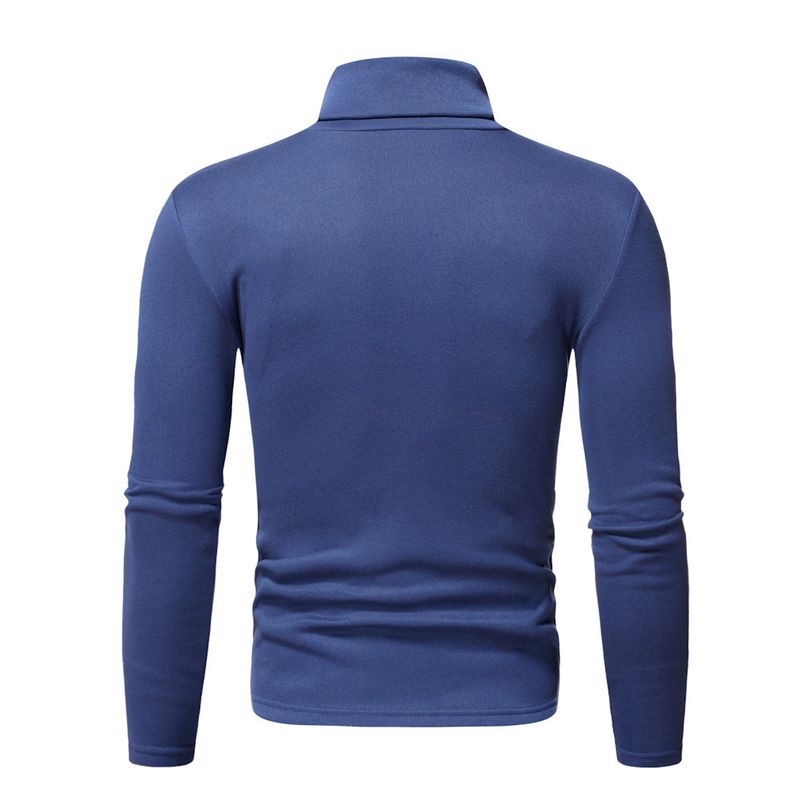 Inner Layer Autumn Winter Fleece Lined Turtleneck Long Sleeve T-Shirt Men's Pullover Thermal Base Shirt Top_voghion.com