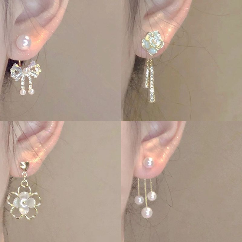 Butterfly Bow Pearl Silver Needle Zircon Stud For Women Elegant High-end Earrings 2023 New Style Ear Jewelry_voghion.com