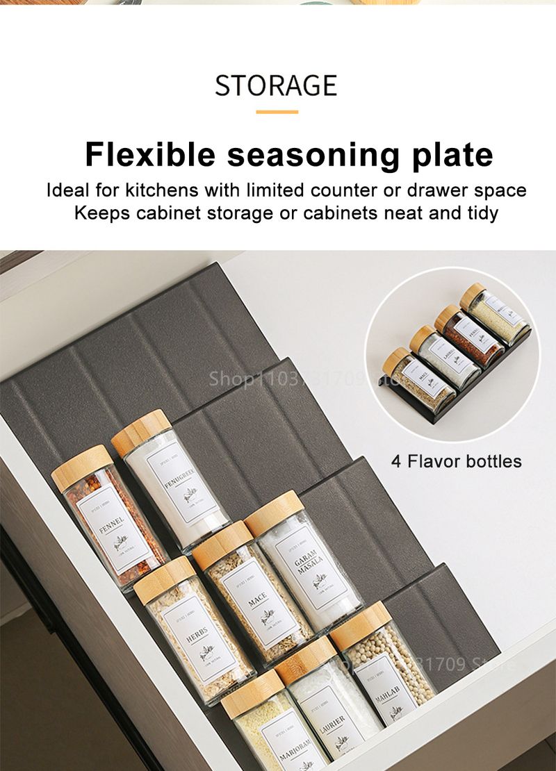 4-Tier Spice Shelf - Adjustable Cabinet Organizer, Space Saving For Jars, EU Kitchen Storage_voghion.com