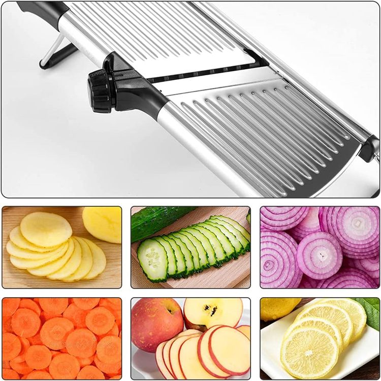 LMETJMA Verstellbarer Mandolinenschneider Aus Edelstahl, Gemüseschneider, Zerkleinerer Für Kartoffeln, Tomaten, Zwiebeln, Karotten, JT213_voghion.com