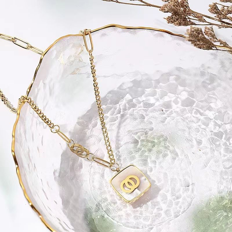 Geometric Titanium Steel Necklace, Temperat, Multi-layer Clavicle Chain, Simple Personality, Light , And Niche For_voghion.com