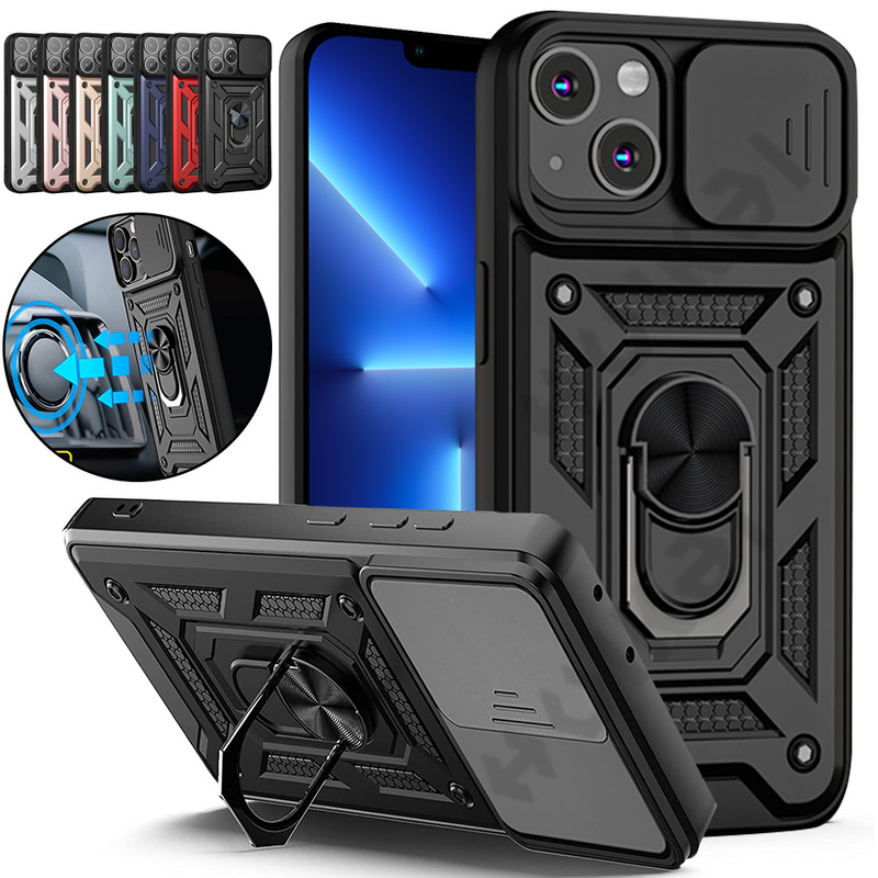 Funda deslizante para iPhone 14 13 12 11 Pro Max Mini SE 2020 XR XS Max X XS 8 Plus Anillo Soporte Armadura Anillo Protección Cámara Pho_voghion.com