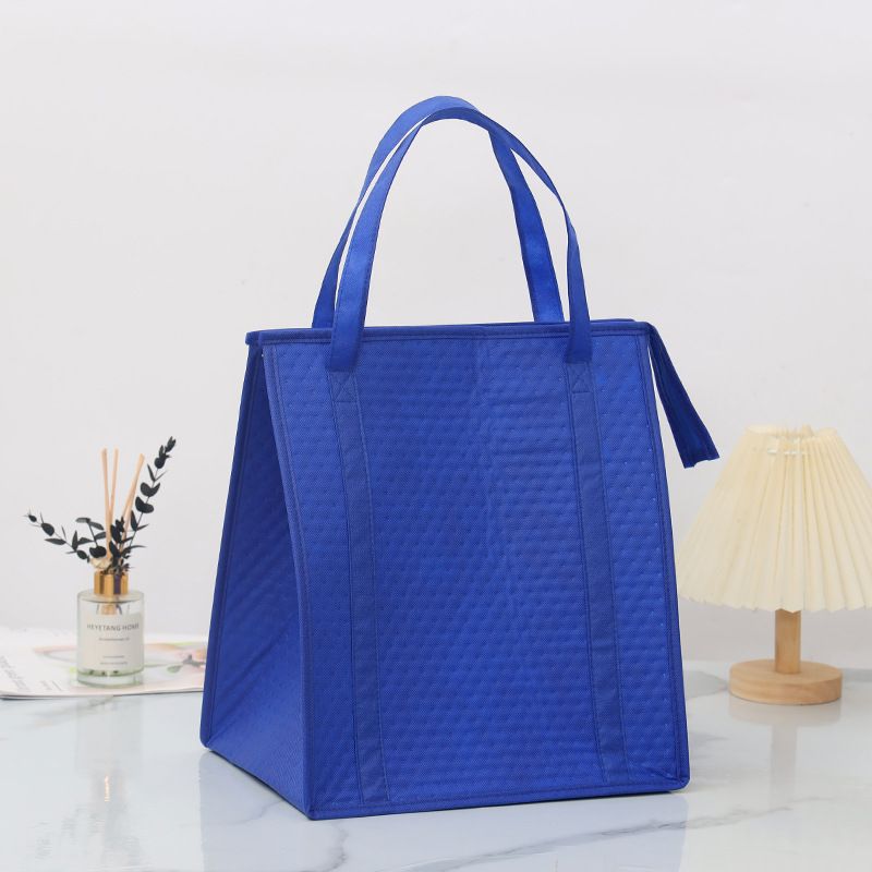 Borsa isolante in tessuto non tessuto con motivo a pois in rilievo, borsa per la spesa portatile, borsa per il ghiaccio per barbecue, borsa in pellicola di alluminio ispessita_voghion.com