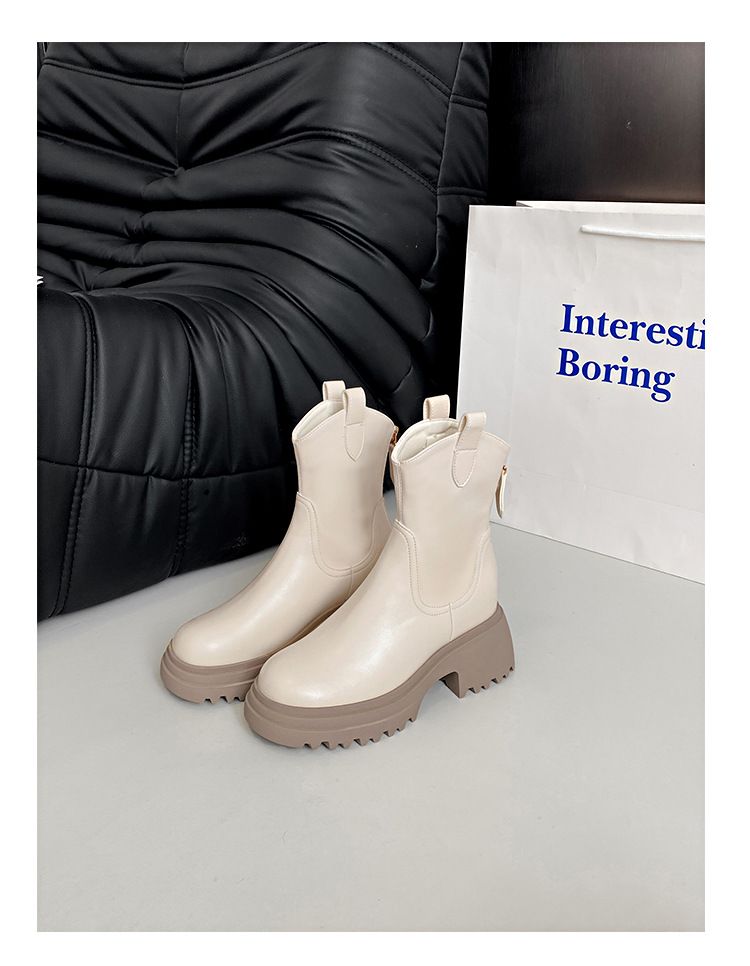 Martin čizme za žene 2024. novi stil s V izrezom i uskim debelim dnom, kratke čizme male veličine, moderne proljetne i jesenske čizme za jednu osobu_voghion.com