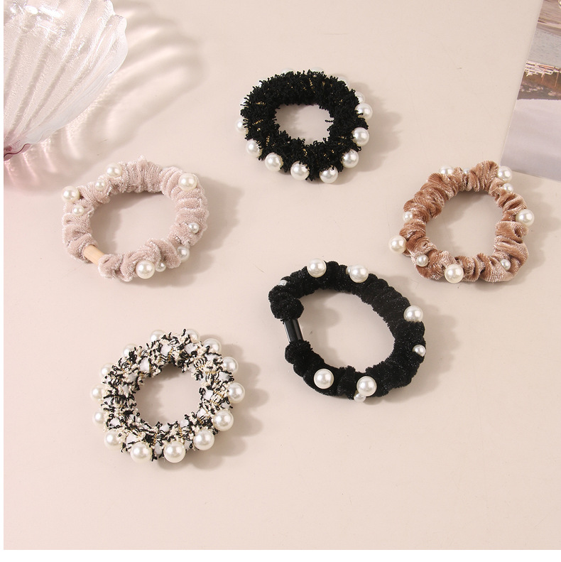 Anello per capelli in velluto con perle testa anello per capelli intestino tenue anello per capelli coda di cavallo femminile corda per capelli accessori per capelli versione del piccolo stile di fragranza_voghion.com