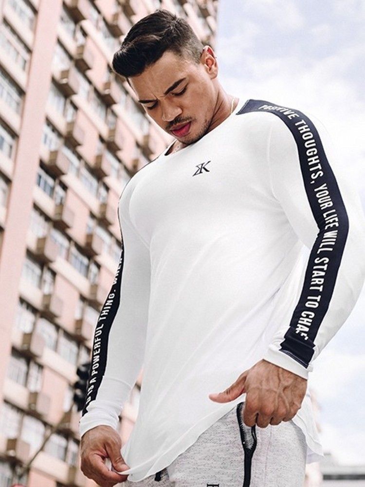 Muscle Fitness Partner Αναπνεύσιμο ελαστικό κολάν που απομακρύνει τον ιδρώτα, γρήγορο στέγνωμα, γυμναστική, μακρυμάνικο μπλουζάκι με βάση_voghion.com