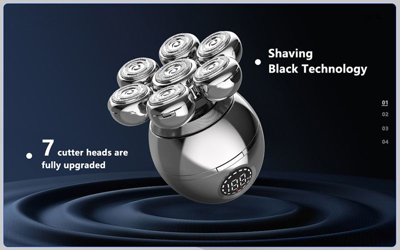 5 In 1 7D LCD Screen Beard Trimmer Washable Portable Usb Wireless Charging Electric Shaver Razor For Men_voghion.com