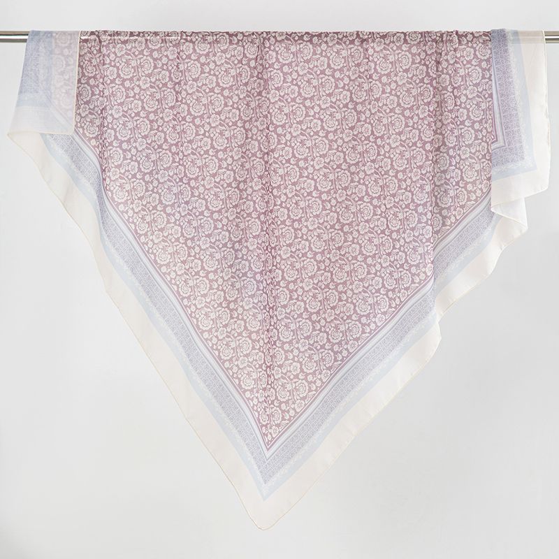New Malaysian Indonesian Muslim Versatile Line Feeling Light Color Flower Printed Right Angle Curled Balinese Yarn Square Scarf_voghion.com
