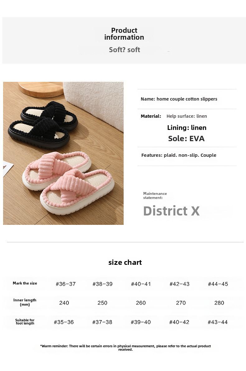 Spring and autumn corduroy home cotton slippers women's wholesale indoor men's and women's EVA thick bottom non-slip floor home warmth_voghion.com
