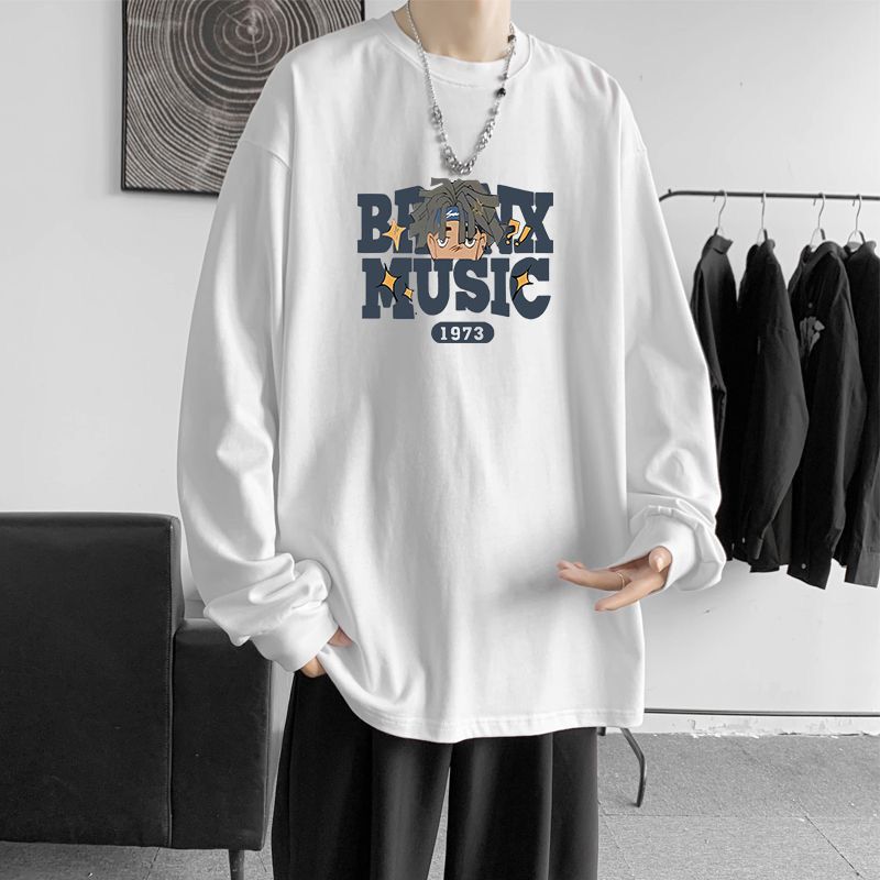 Maglietta a maniche lunghe primaverile e nuova, con stampa musicale, da uomo, strato base elegante, capospalla autunnale_voghion.com