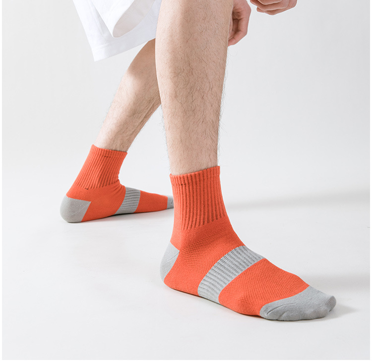 Basketball-Socken aus Baumwolle, mittellang, schweißabsorbierend und desodorierend, professionelle Laufsocken mit hohem Schaft, farblich passende Herrensocken_voghion.com