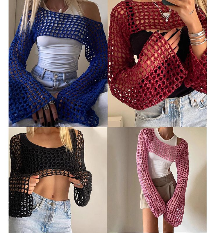 Women's Crochet Knit Top Lace-Up Boho Beach Cover-Up Short Sleeveless Summer Casual Streetwear Fashion_voghion.com