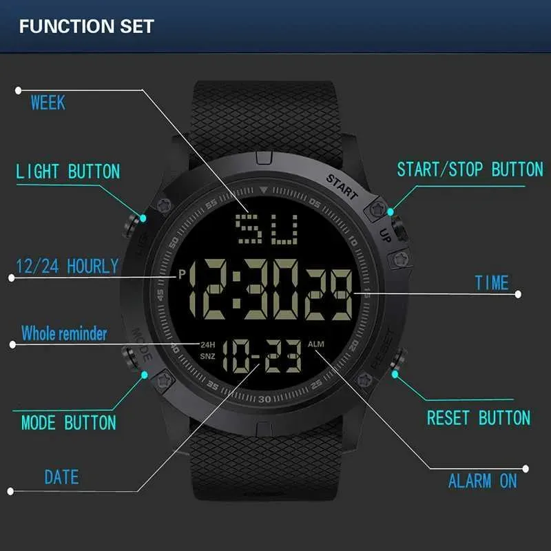 Orologio elettronico da uomo sportivo multifunzione militare impermeabile luminoso LED digitale per bambini con quadrante grande M250731_voghion.com