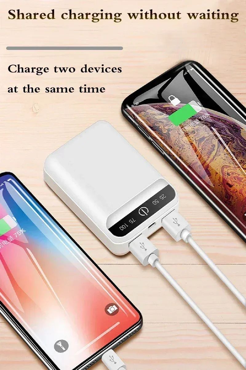 SU Mini Power Bank Battery 50000 MAh Portable Fast Charging Digital Display Dual USB Charger For IPhone, Xiaomi, Huawei_voghion.com