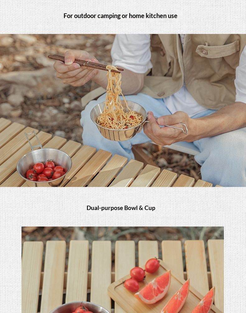 QFV50704555550<== Outdoor Stainless Steel Folding Camping Tableware Picnic Wide Mouth Tea Bowl Hiking Water Sierra Cup_voghion.com