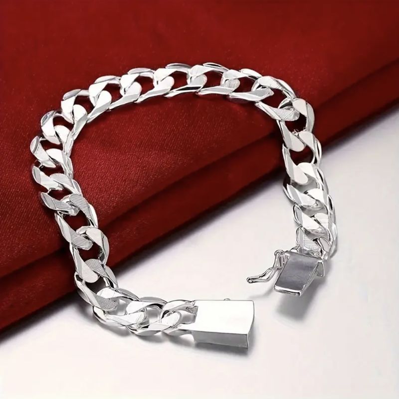 Bracciale cubano con fibbia quadrata da 10 mm, alla moda, con catena laterale da uomo._voghion.com