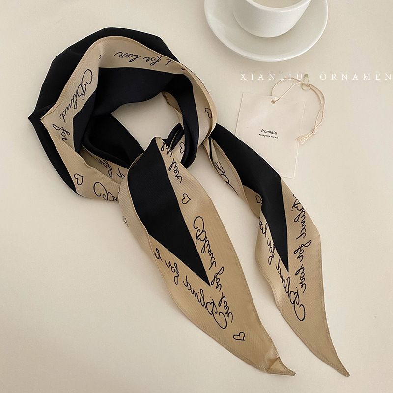 Automne Élégant Mode Coréenne Petite Écharpe Lettre Diamant Longue Écharpe Bandeau De Cheveux Écharpe Professionnelle Tout-Allumette Chapeaux Femmes_voghion.com