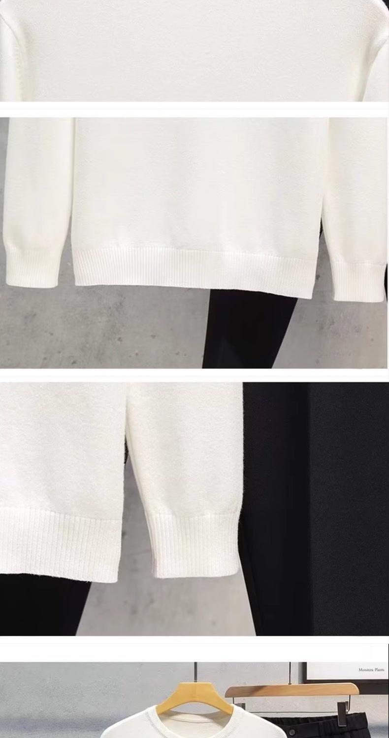 Herrenbekleidung Herbst und Winter einfarbig schlank Rundhalspullover vielseitig gestrickter Pullover_voghion.com