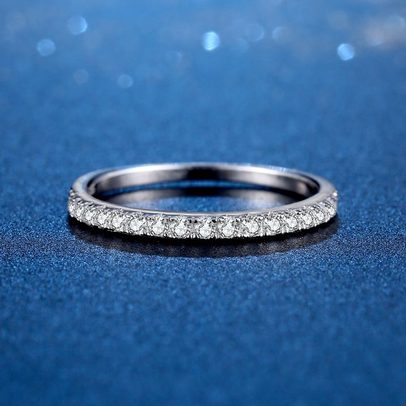 Source manufacturer Simple S925 silver one carat D color moissanite simulation diamond ring very popular ring live source_voghion.com