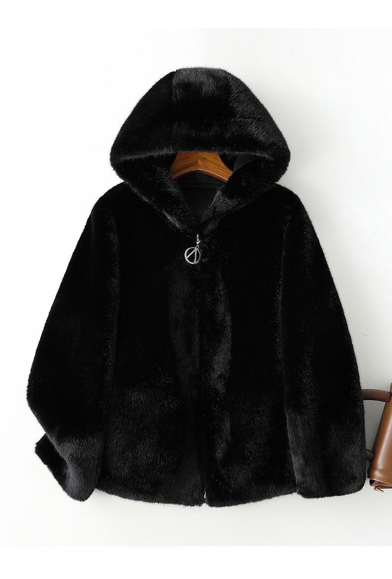 Women's Clothing Autumn And Winter Golden Mink Coat Women's Short Hooded Snow Mink Mink Fur Environmentally Friendly Fur Coat_voghion.com