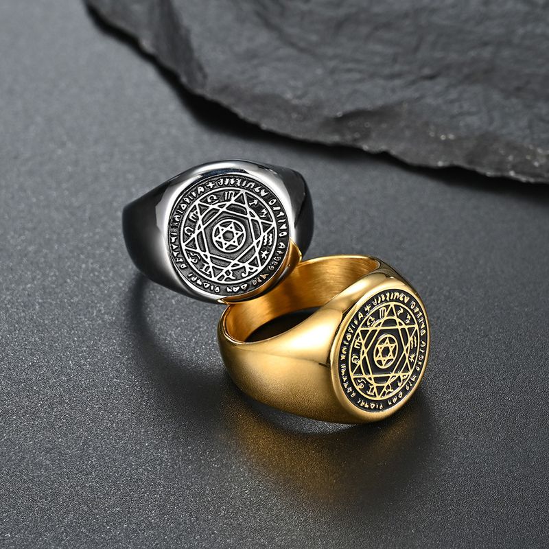 Men's Jewelry Six Pointed Star Twelve Constellation Guardian Titanium Steel Ring Men's Hand Jewelry_voghion.com