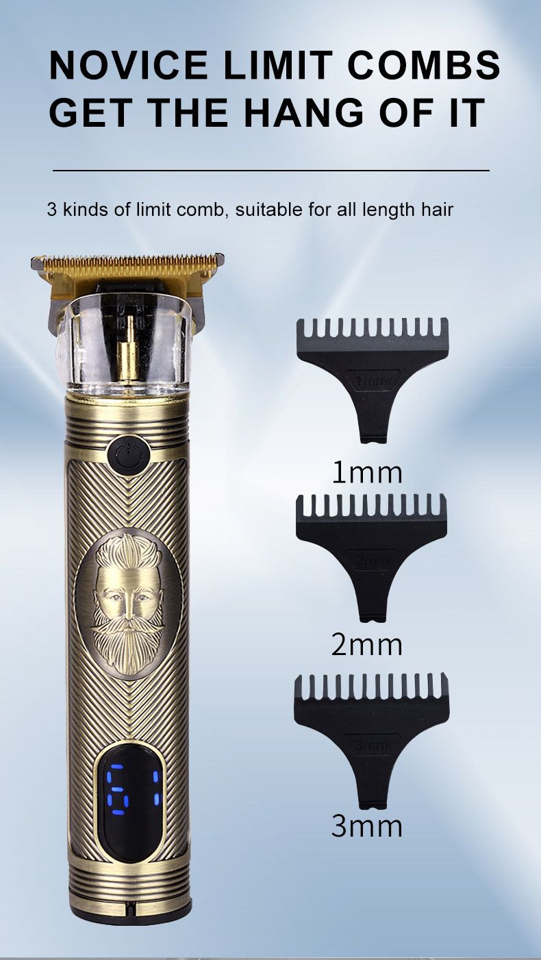 Professional Cordless Hair Clipper – Digital Display, Brushless Motor, Long-Lasting Battery For Men & Barbers (Bronze Textured Series)_voghion.com