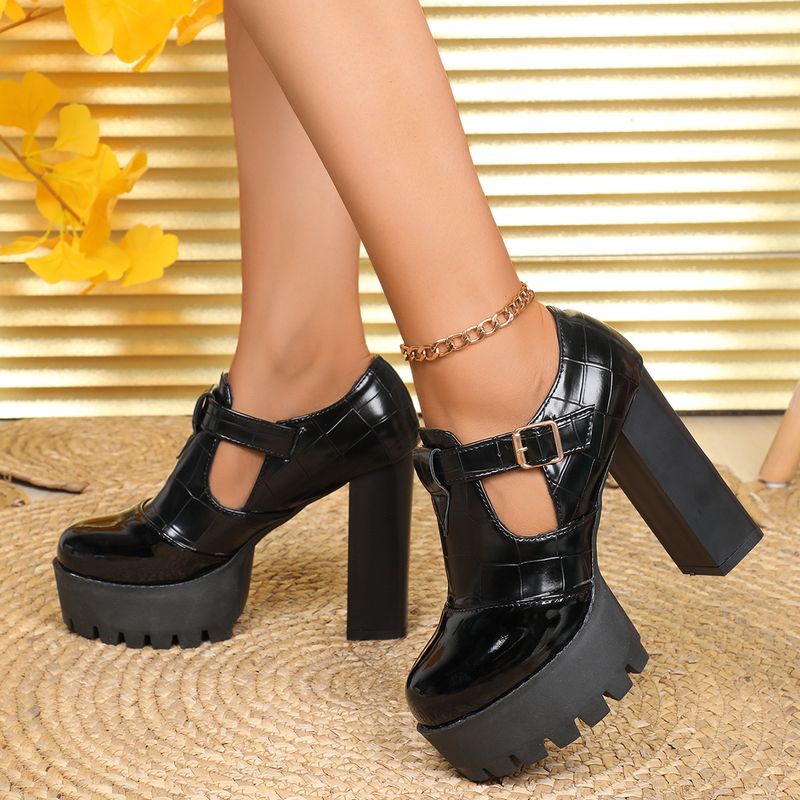 tacco spesso tacchi alti vernice scarpe singole bocca profonda donna nuove suola spessa suola morbida comode scarpe da lavoro testa rotonda scarpe piccole in pelle_voghion.com