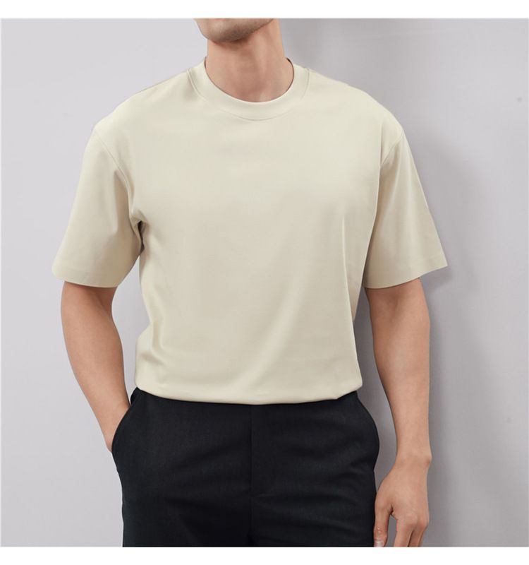 Live Supply Of High-quality Long-staple Cotton Men's Short-sleeved T-shirts, Non-marking Pressing Double-sided Liquid Ammonia Cotton Round Neck Large_voghion.com