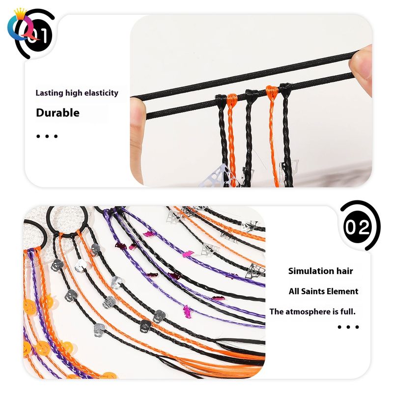 Helovīna parūka ķirbju matu virve sikspārņa galvas virve gumijas lente pīti mati sieviešu galvas saite matu aksesuārs_voghion.com