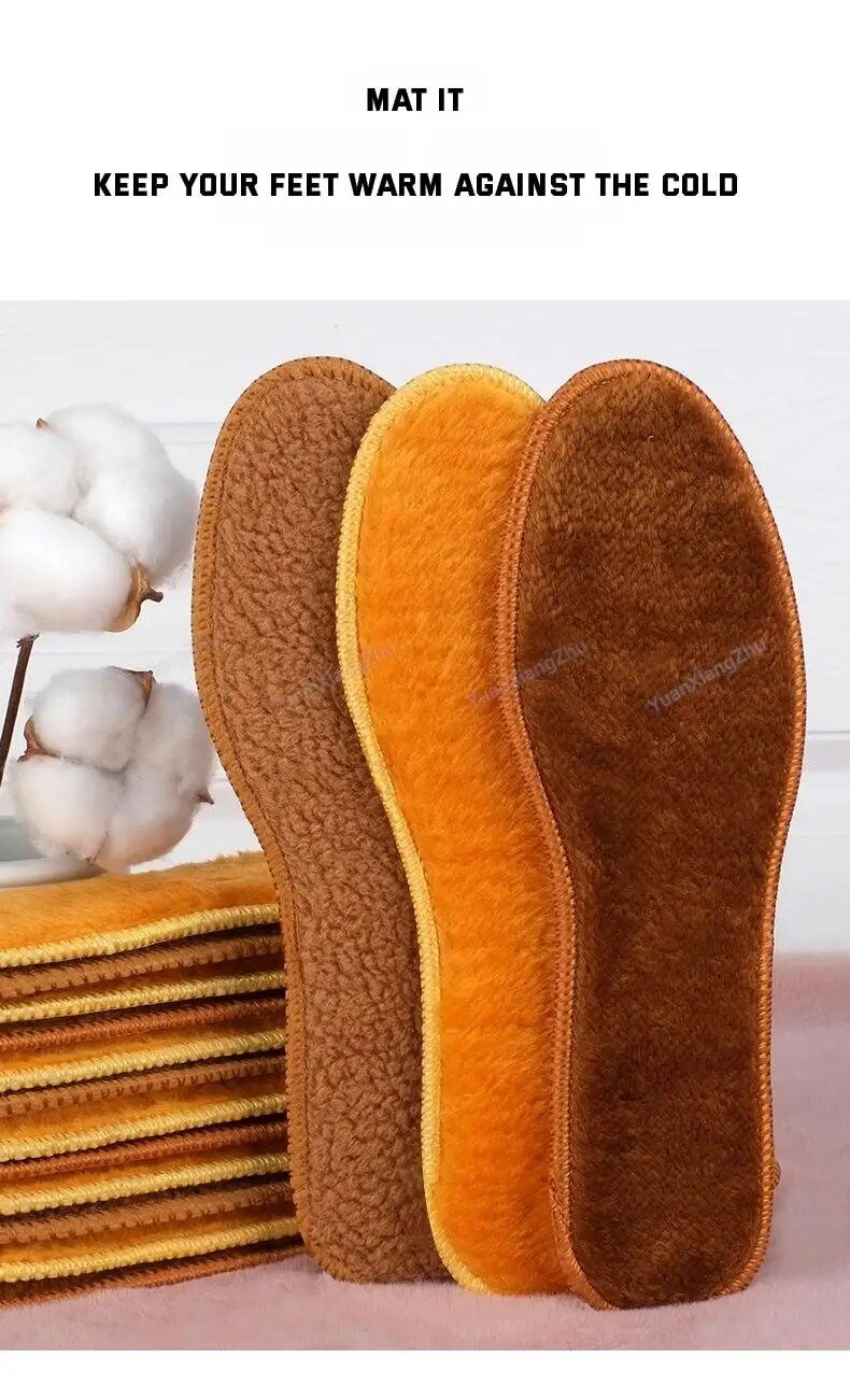NEW Winter Plush Warm Insole for Shoes Thicken Snow Boots Shoe Sole Thermal Insert Sports Running Insoles Men Woman_voghion.com