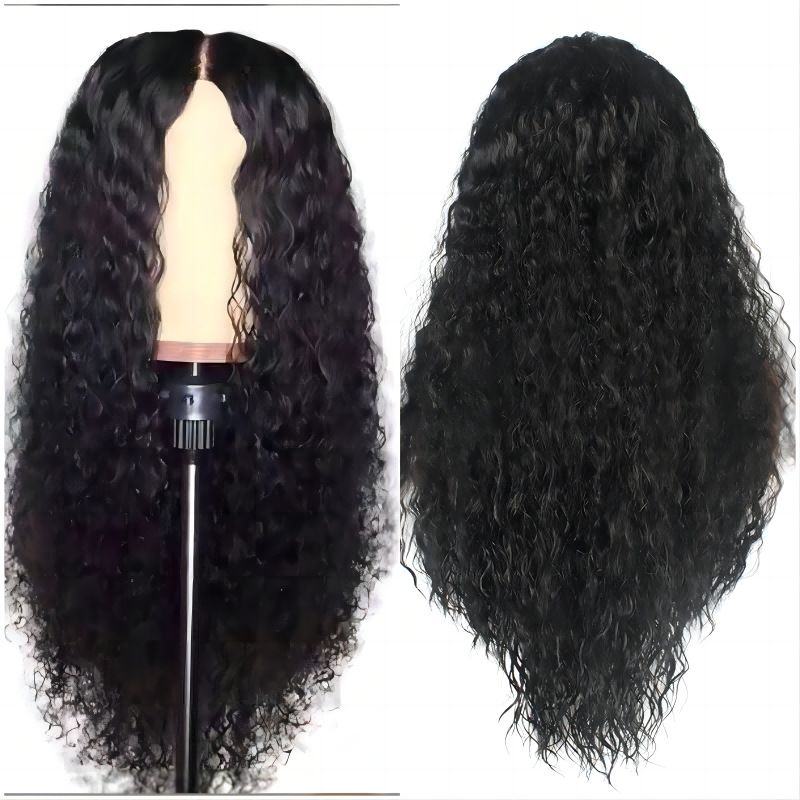 Fashion small black curly water wavy corn perm in bangs whole head set_voghion.com