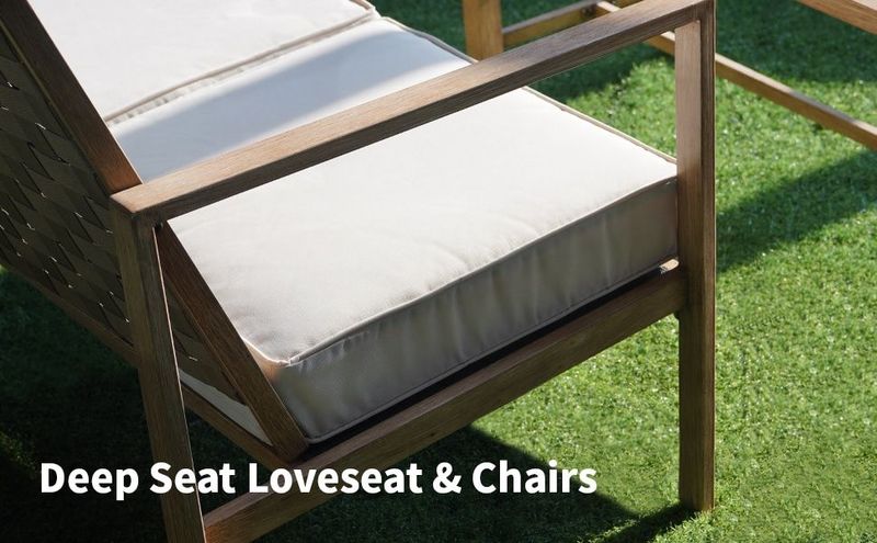 4 Pieces Metal Patio Furniture Set, Hand-Made Drawstring Outdoor Patio Conversation Sets Outside Loveseat With Soft Cushion For Garden, Backyard, Porch, Poolside_voghion.com