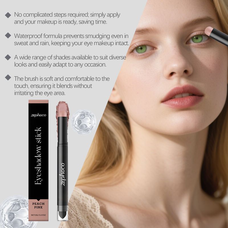 Zephoco Pfirsichrosa, zart glänzend, natürliche Farbe, täglich tragbarer Lidschattenstift_voghion.com