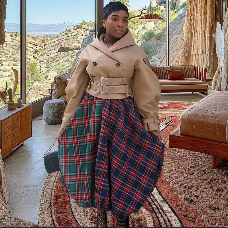 Elegante trench color cachi da donna con cappuccio - Giacca a vento casual in poliestere leggero, giacca ampia a maniche lunghe per autunno e primavera (S-XL)_voghion.com