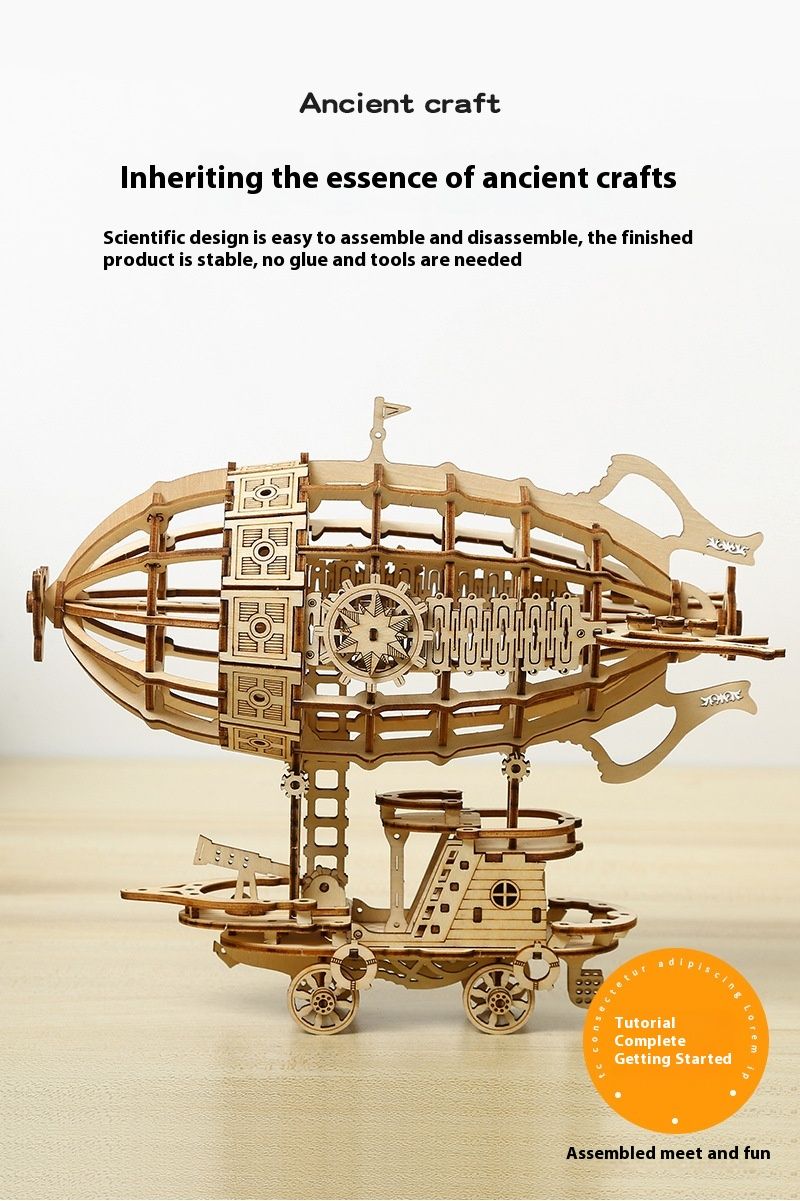 Creative 3D Puzzle Handmade DIY Wooden Airship Assembly Desktop Decoration Model Children's Small Toy Gifts_voghion.com