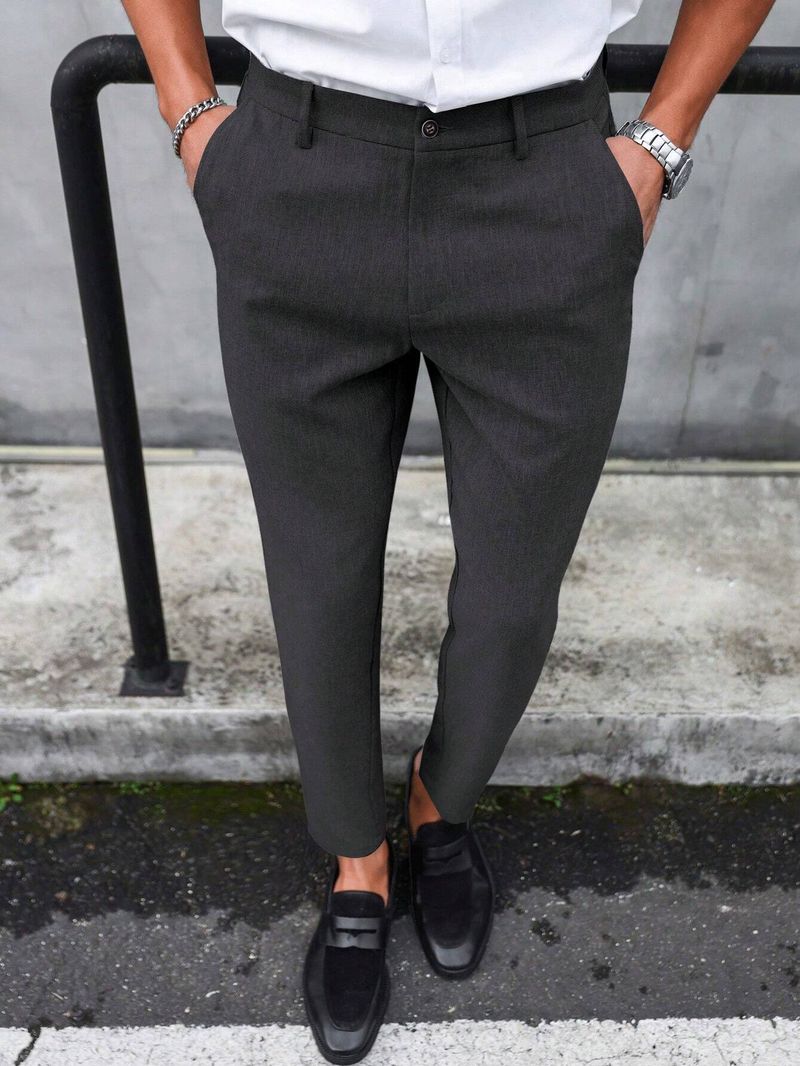 Pantaloni casual da uomo per l'autunno - Pantaloni business leggeri con vestibilità comoda e colori solidi ed eleganti_voghion.com