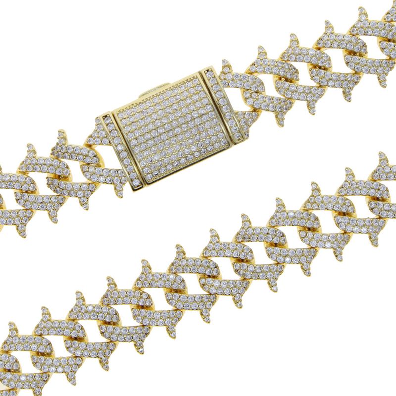 15mm Thorn Cuban Chain Hip Hop Inlaid Zircon Men's Bracelet New Model_voghion.com