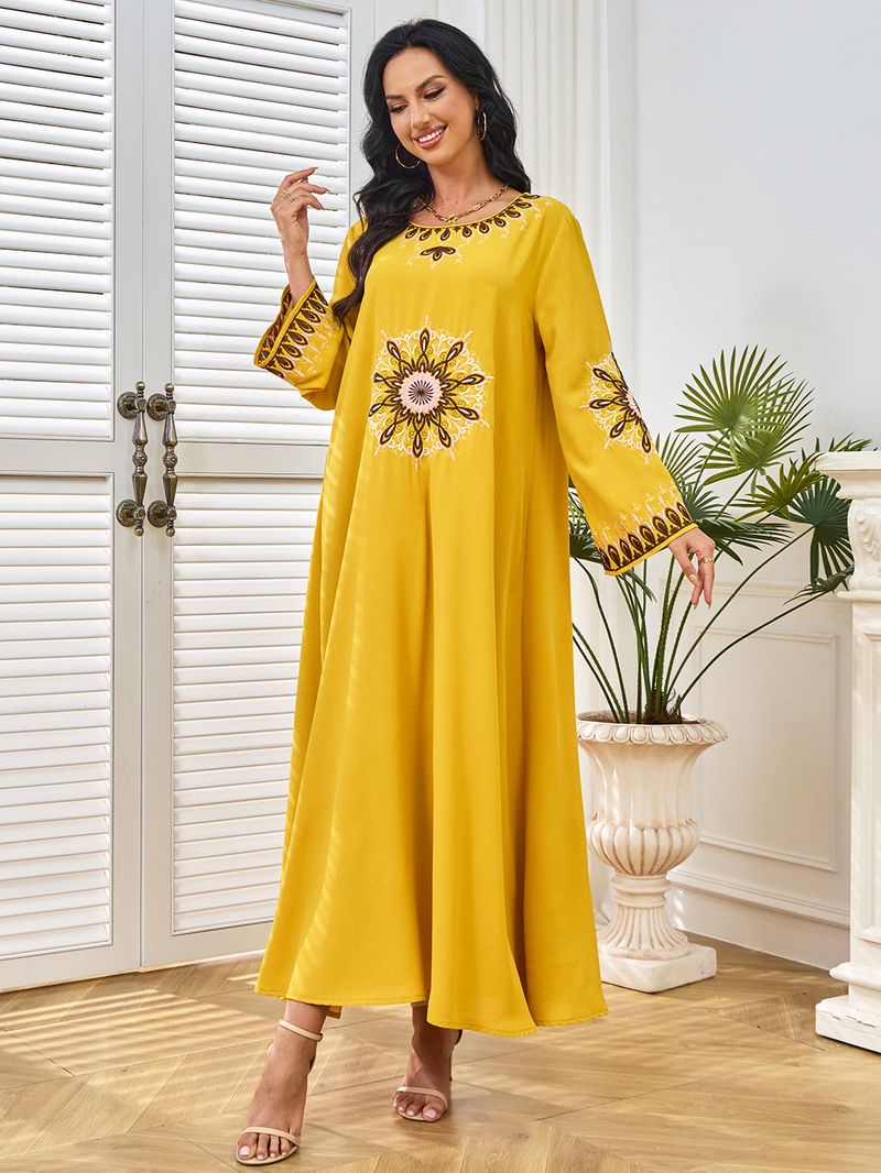 2025 Muslim Dubai Abaya Damen Besticktes Gewand Abendkleid 3A2_voghion.com