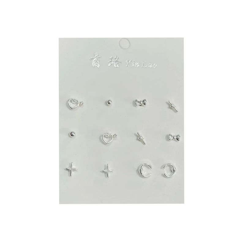 Set di orecchini alla moda, semplici, versatili e di base, per donne, in argento, adatti per spostamenti quotidiani._voghion.com