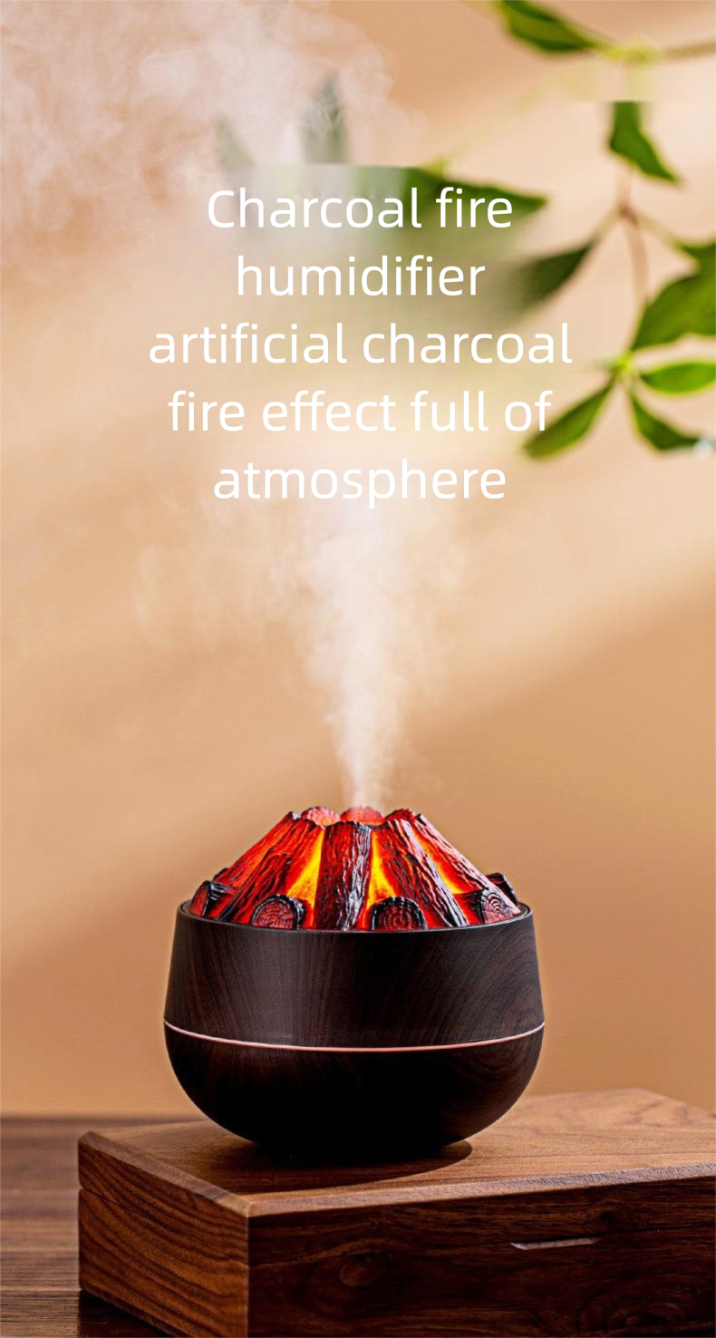 CE-zertifizierter Flammenbefeuchter mit Nachtlicht, 3-in-1-Aroma-Diffusor + 7-Farben-LED + Ultraschallnebel, USB-C-EU-Stecker_voghion.com