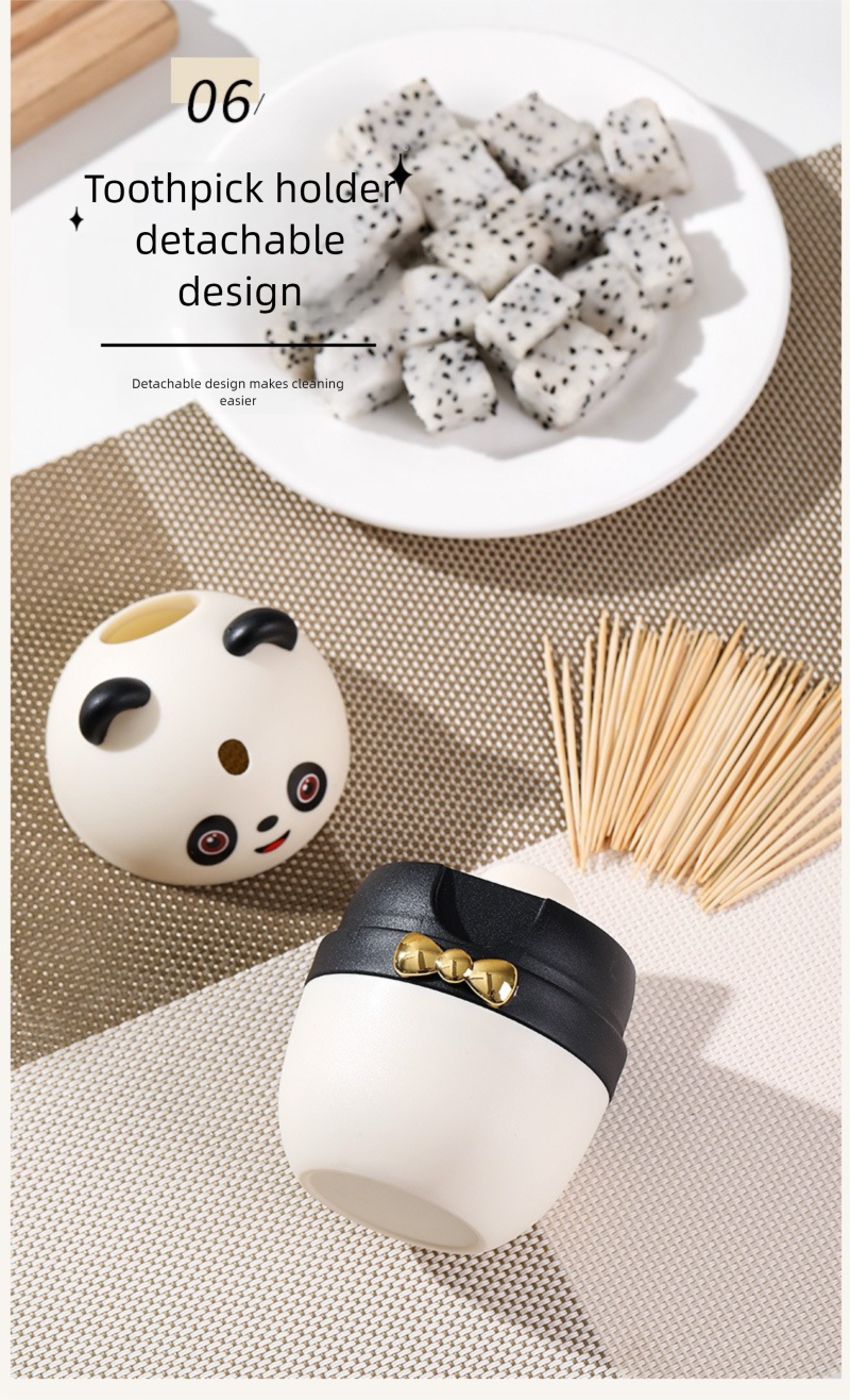 Automatischer Pop-up-Halter, hochästhetischer Heimgebrauch, personalisierte kreative süße Tube Barrel Jar Panda Zahnstocherbox_voghion.com
