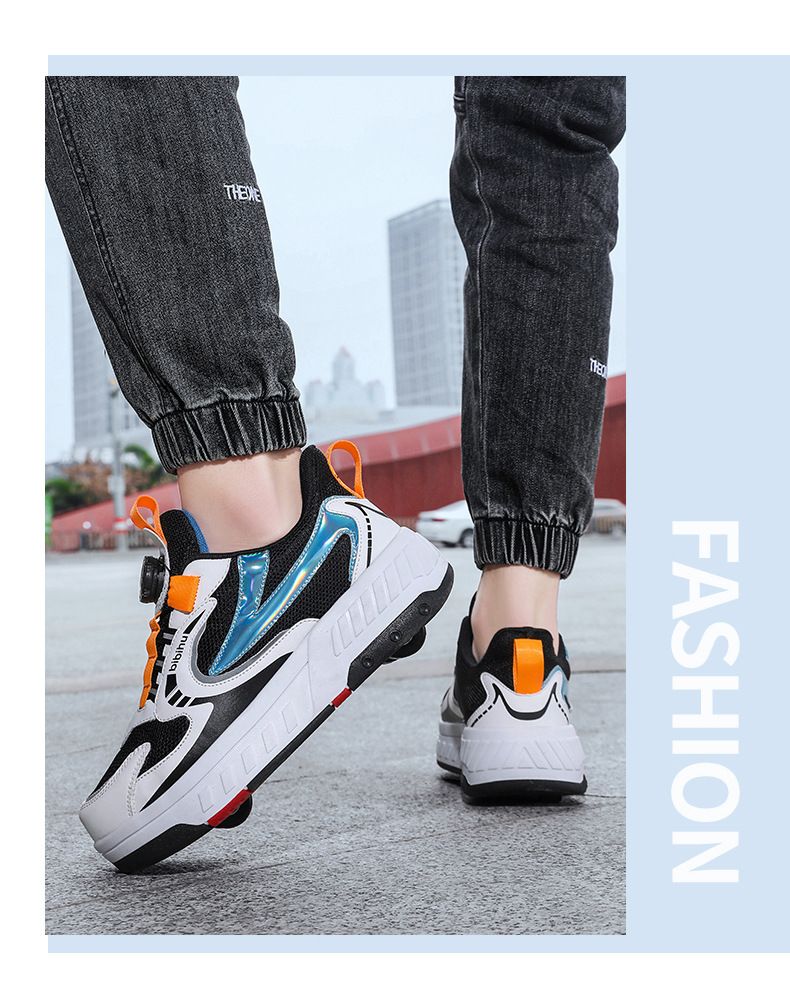 Patines de ruedas de cuatro ruedas para madres y niños, patines de ruedas para niños, patines de ruedas para estudiantes, deformación de contracción invisible_voghion.com