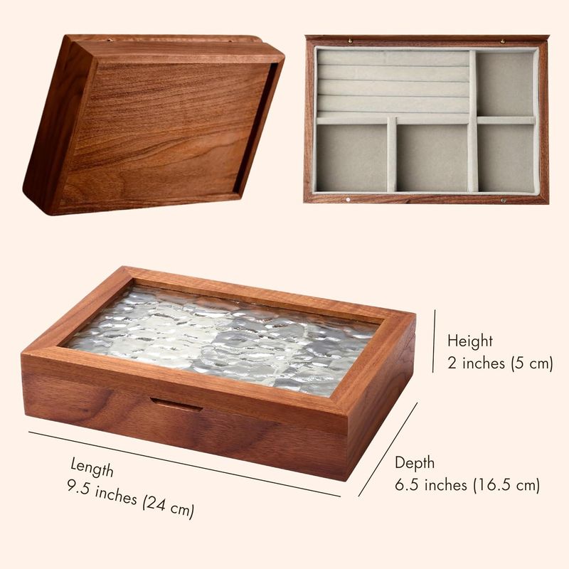 Aufbewahrungsbox aus massivem, hochwertigem, exquisitem, neuem Handschmuck aus schwarzem Walnussholz für Ohrringe und Halsketten_voghion.com