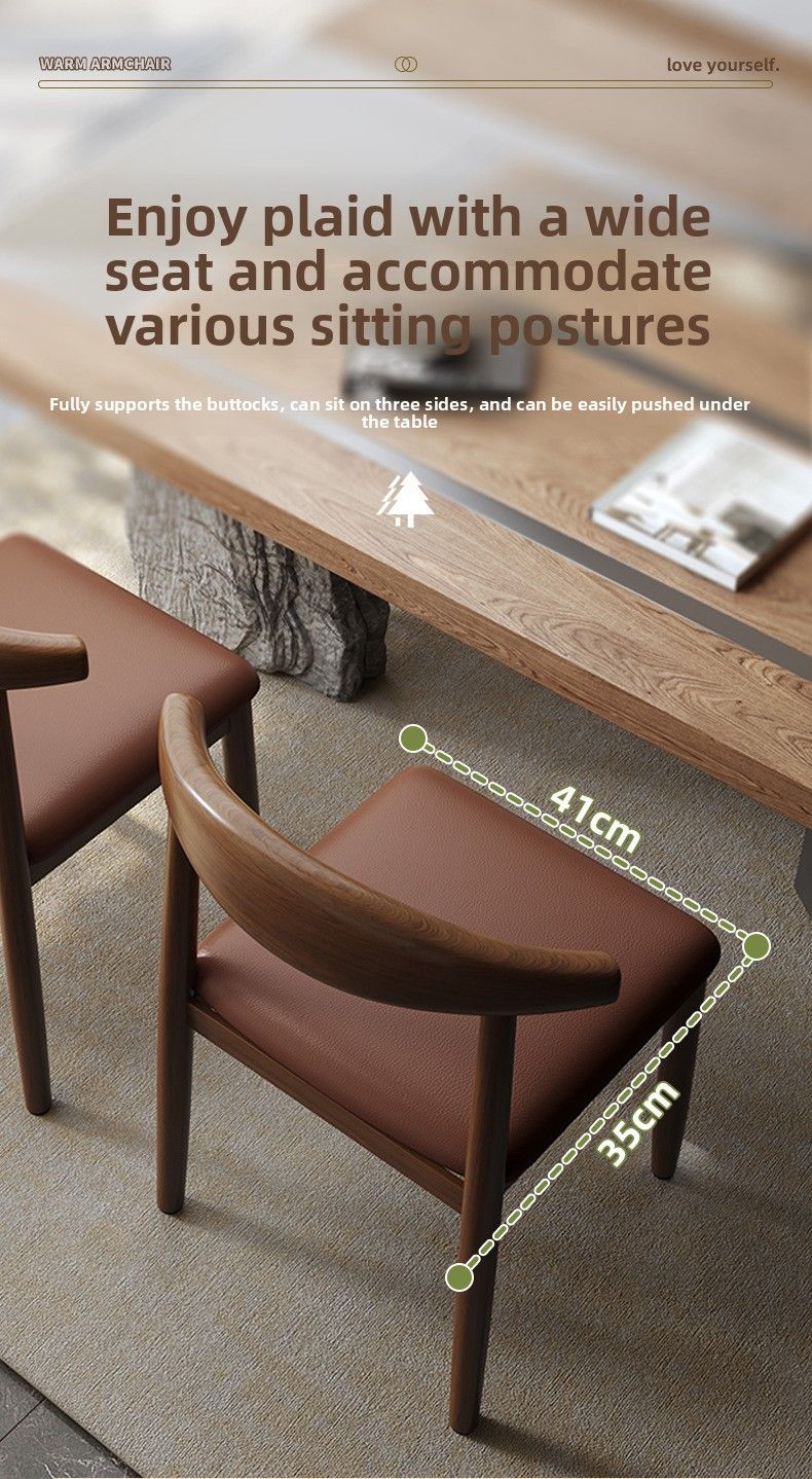 Restaurant Backrest Solid Wood Table Soft Cushion Thickened Home New Minimalist Stool Wooden Dining Horn Chair_voghion.com