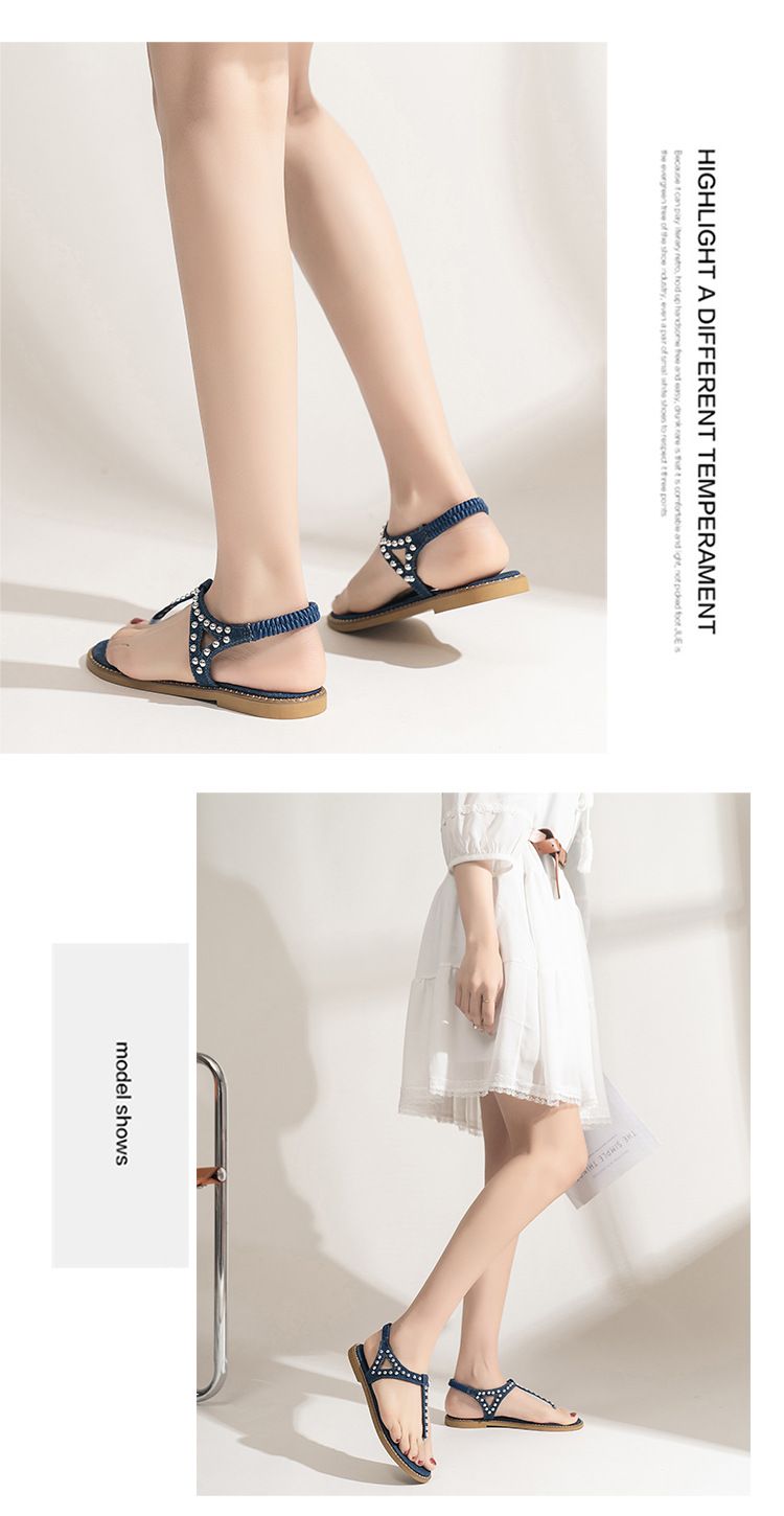 new rivet flat toe sandals fashionable casual beach women's shoes large size Bohemian_voghion.com