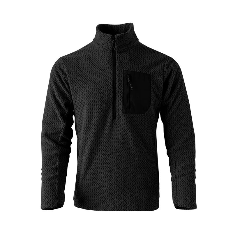 Abbigliamento da uomo Primavera e autunno Comodo maglione spesso unisex con mezza cerniera in pile ondulato e velluto a maniche lunghe_voghion.com